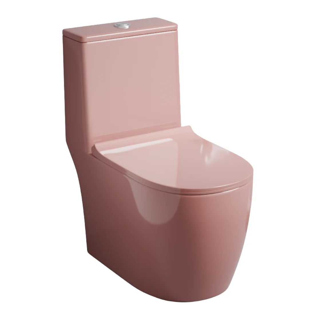 Z.Pink One-Piece Toilet (Commode) with 9-Inch S Trap Outlet