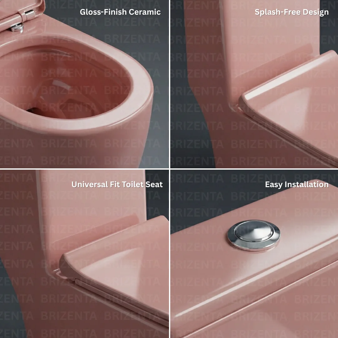 Z.Pink One-Piece Toilet (Commode) with 9-Inch S Trap Outlet