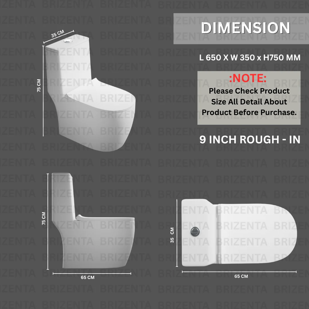 Z.Grey One-Piece Toilet (Commode) with 9-Inch S Trap Outlet