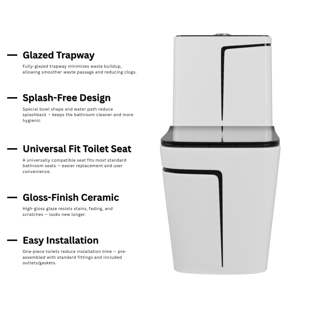 One-Piece Toilet (Commode) with 9-Inch S Trap Outlet BR2001