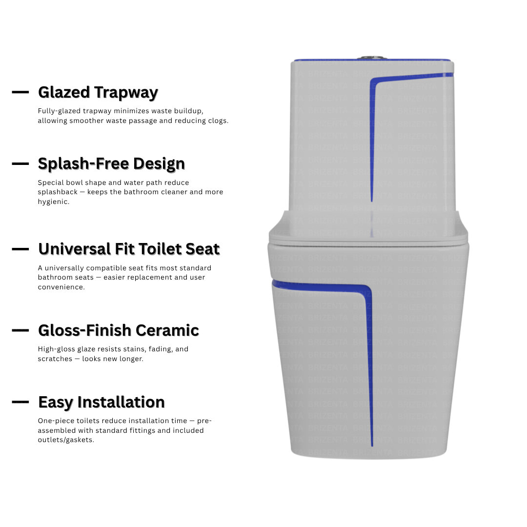 One-Piece Toilet (Commode) with 9-Inch S Trap Outlet BR2002