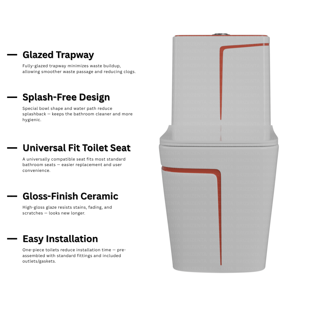 One-Piece Toilet (Commode) with 9-Inch S Trap Outlet BR2004