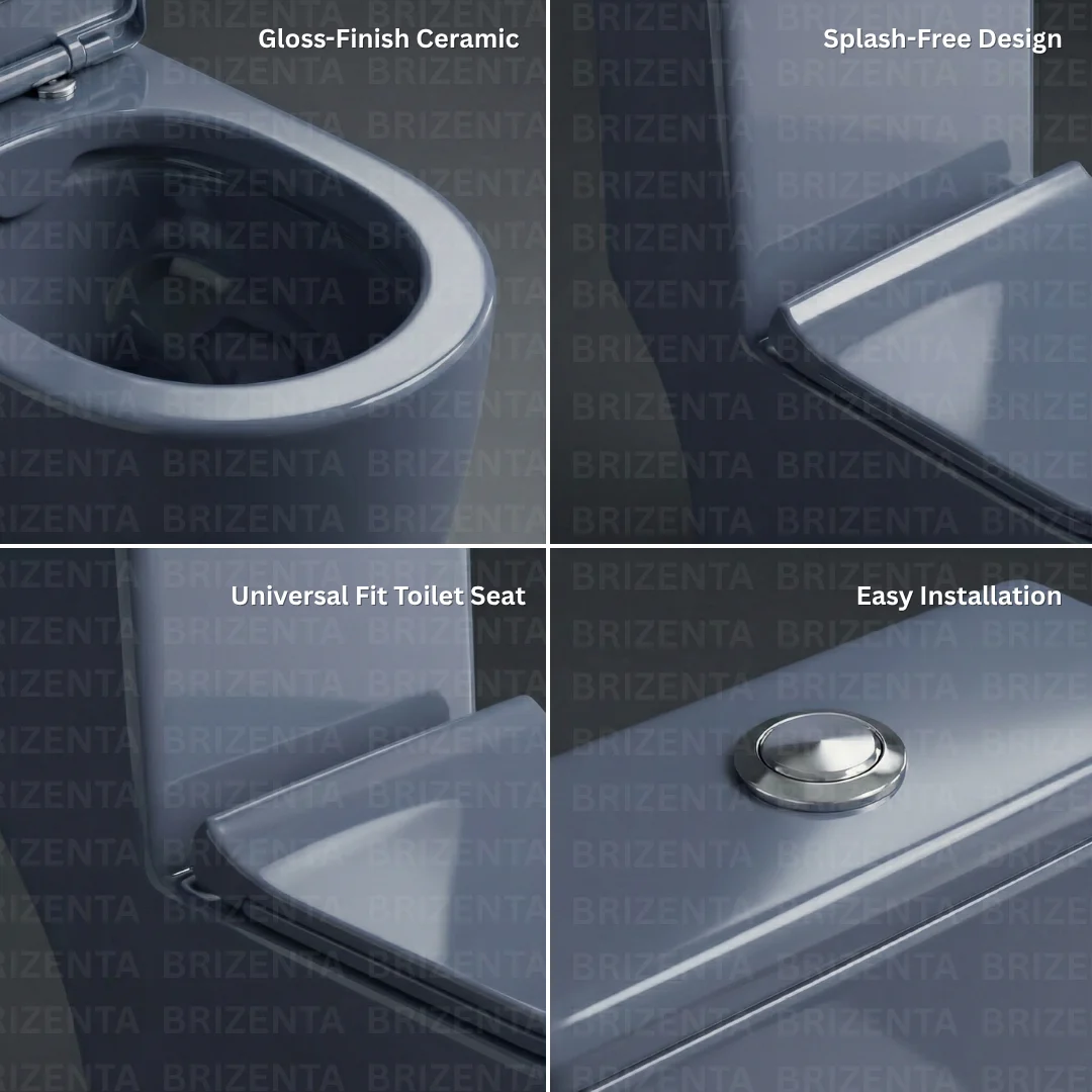 Z.Grey One-Piece Toilet (Commode) with 9-Inch S Trap Outlet