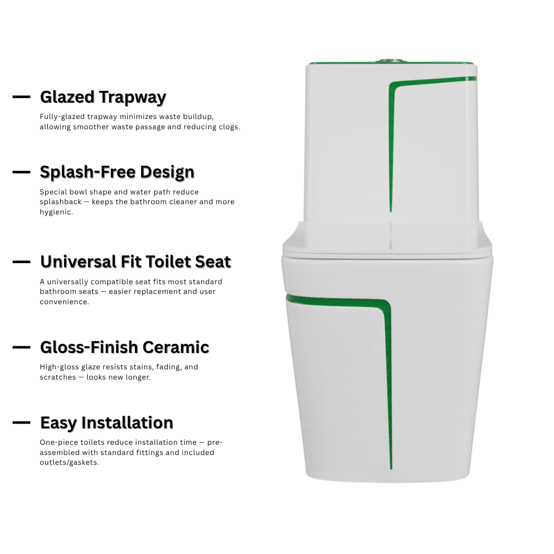 One-Piece Toilet (Commode) with 9-Inch S Trap Outlet BR2006