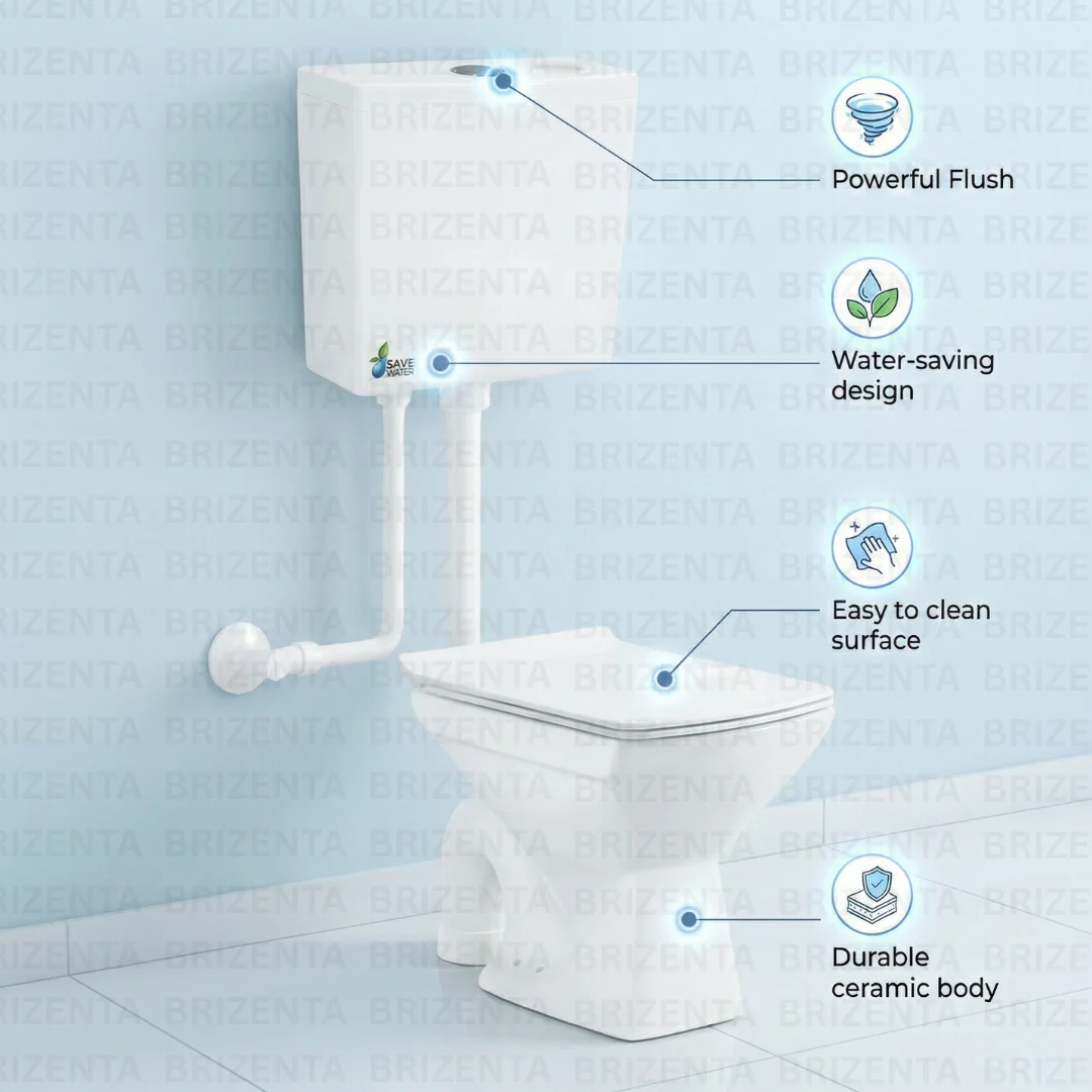 EWC Western Toilet Floor Mount Commode With Flush Tank