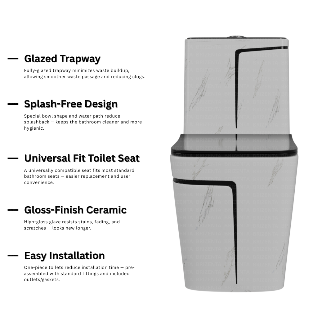 One-Piece Toilet (Commode) with 9-Inch S Trap Outlet BR2007