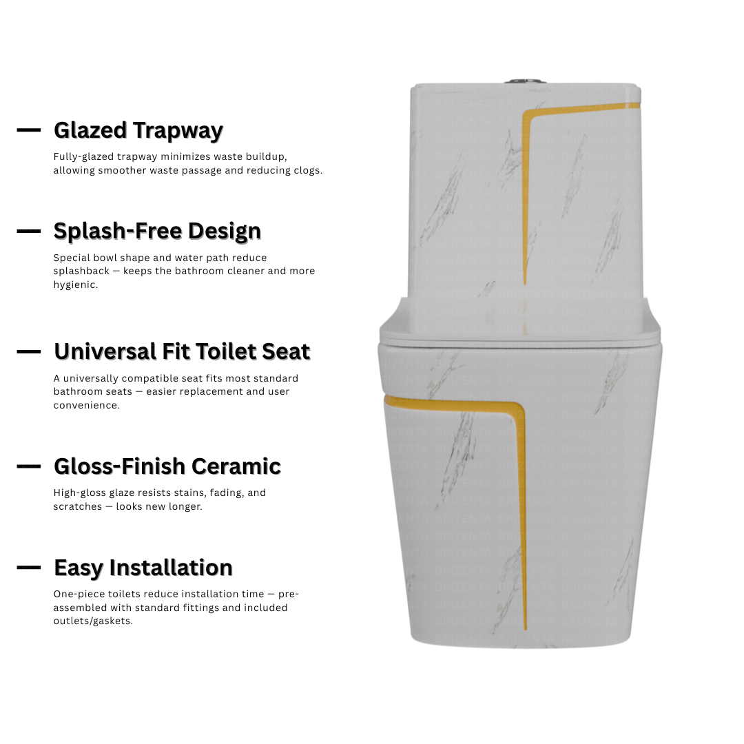 One-Piece Toilet (Commode) with 9-Inch S Trap Outlet BR2008