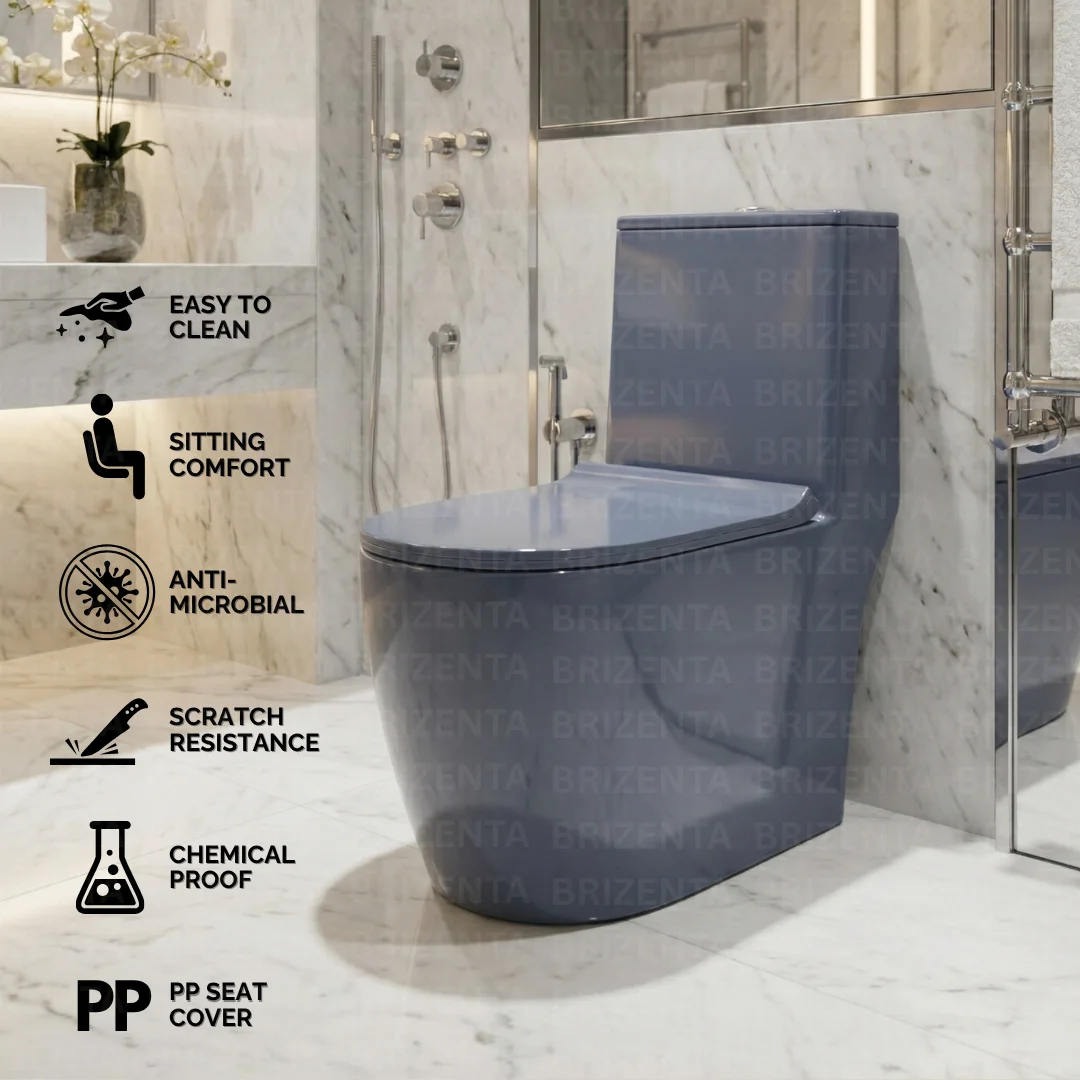 Z.Grey One-Piece Toilet (Commode) with 9-Inch S Trap Outlet