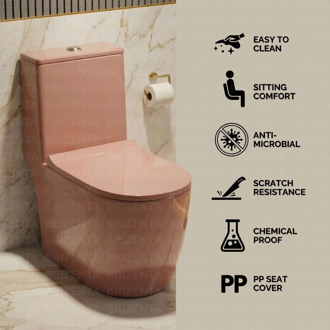 Z.Pink One-Piece Toilet (Commode) with 9-Inch S Trap Outlet