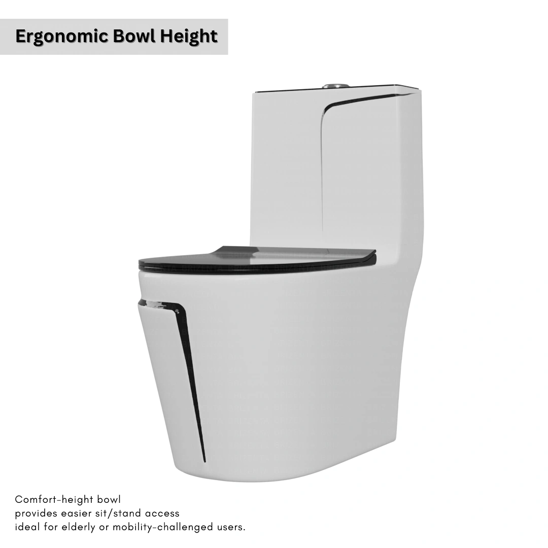 One-Piece Toilet (Commode) with 9-Inch S Trap Outlet BR1001