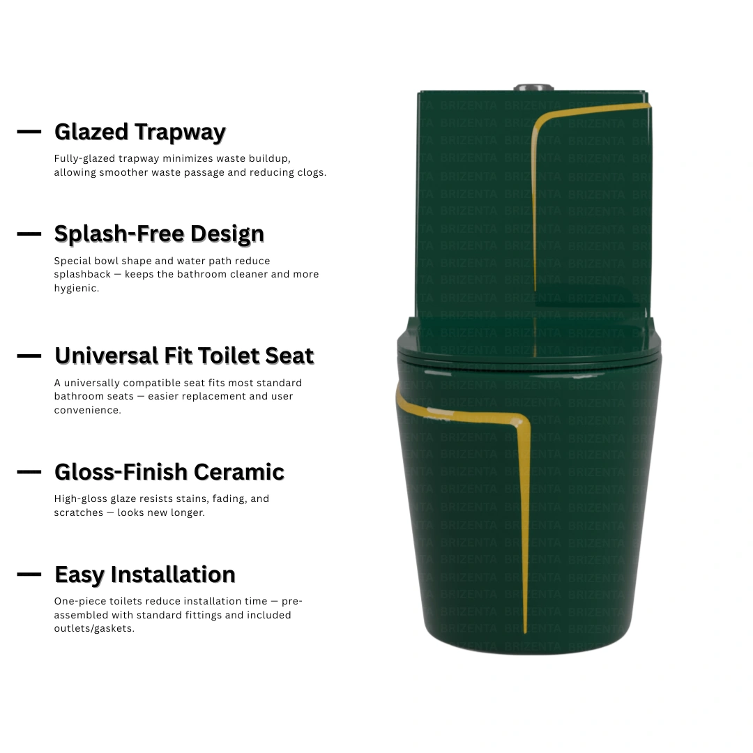 One-Piece Toilet (Commode) with 9-Inch S Trap Outlet BR1028