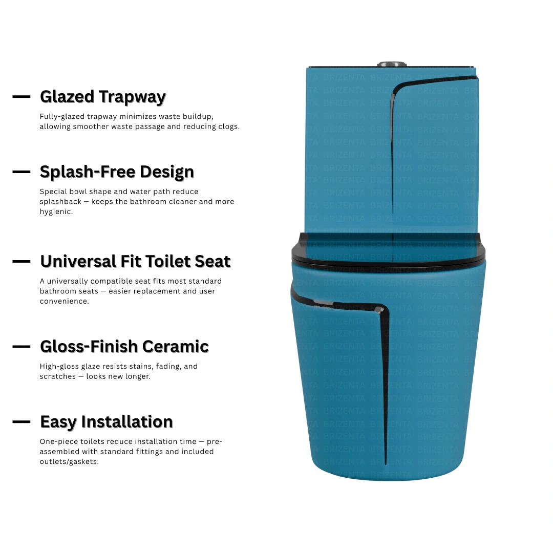 One-Piece Toilet (Commode) with 9-Inch S Trap Outlet BR1012