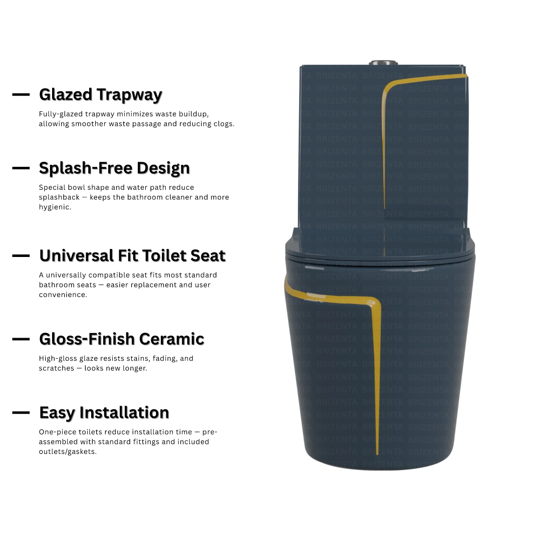 One-Piece Toilet (Commode) with 9-Inch S Trap Outlet BR1013