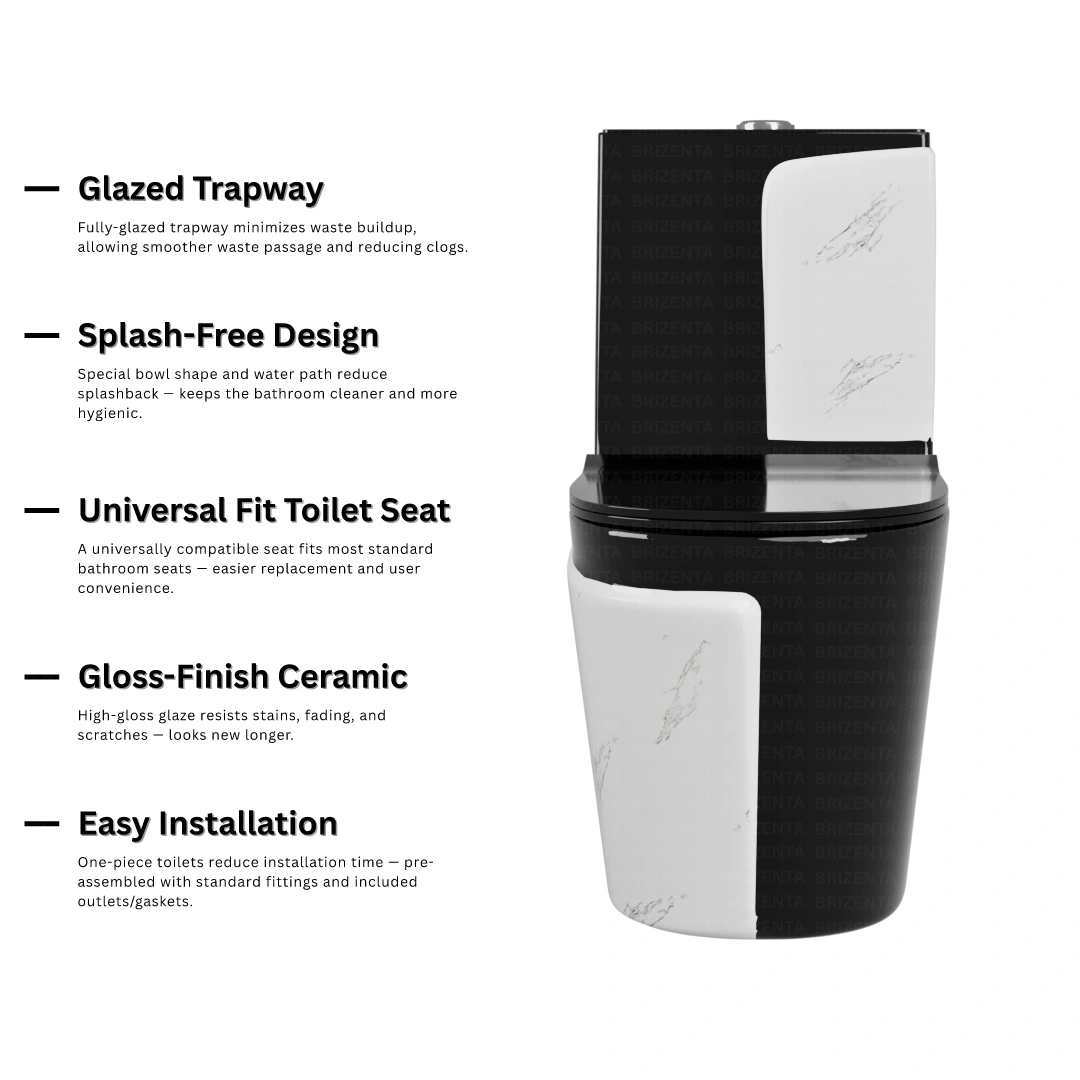 One-Piece Toilet (Commode) with 9-Inch S Trap Outlet BR1014