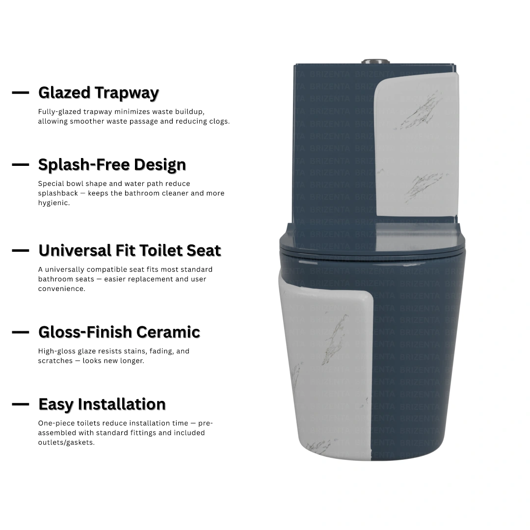 One-Piece Toilet (Commode) with 9-Inch S Trap Outlet BR1016