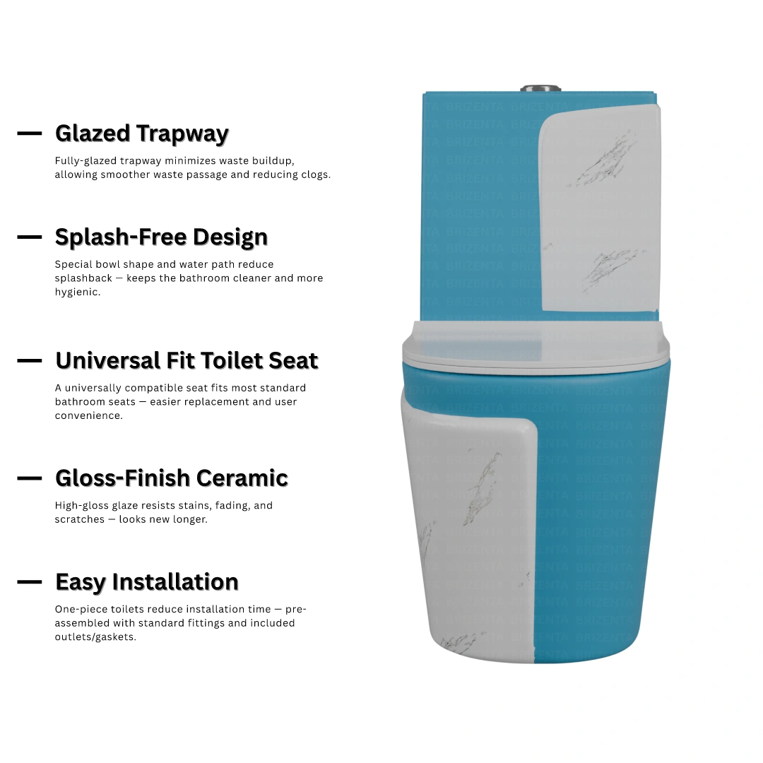 One-Piece Toilet (Commode) with 9-Inch S Trap Outlet BR1018
