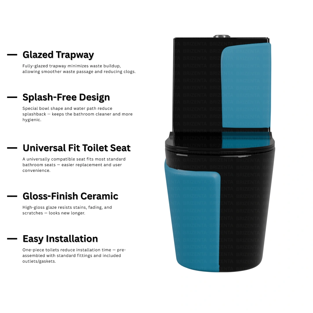One-Piece Toilet (Commode) with 9-Inch S Trap Outlet BR1019