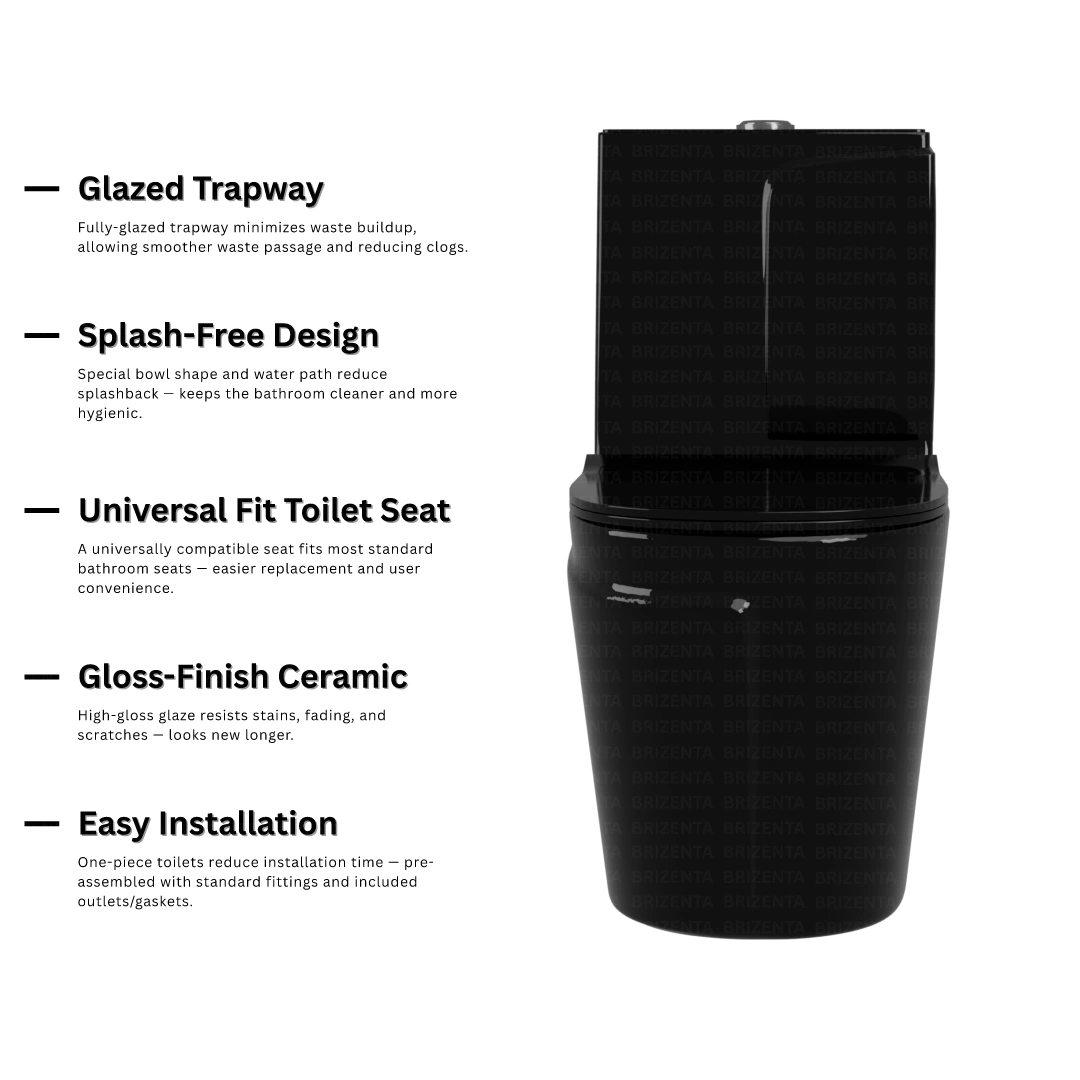 One-Piece Toilet (Commode) with 9-Inch S Trap Outlet BR1020