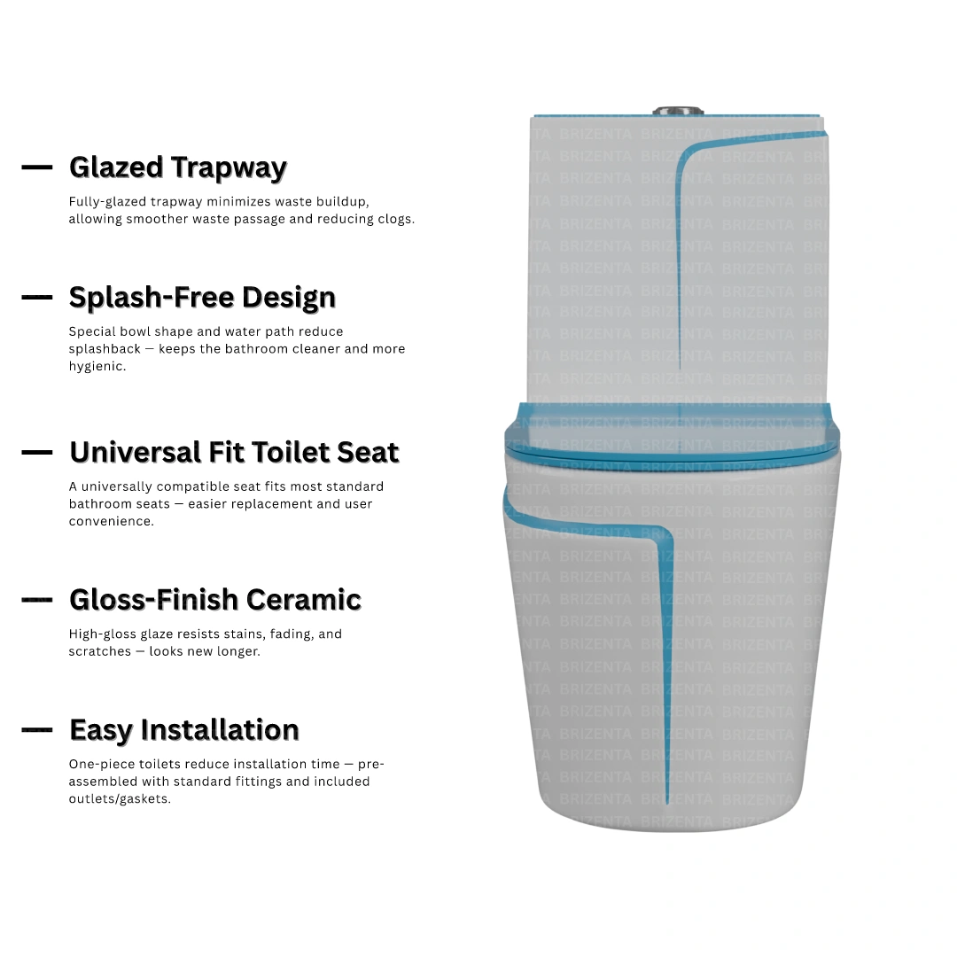 One-Piece Toilet (Commode) with 9-Inch S Trap Outlet BR1003
