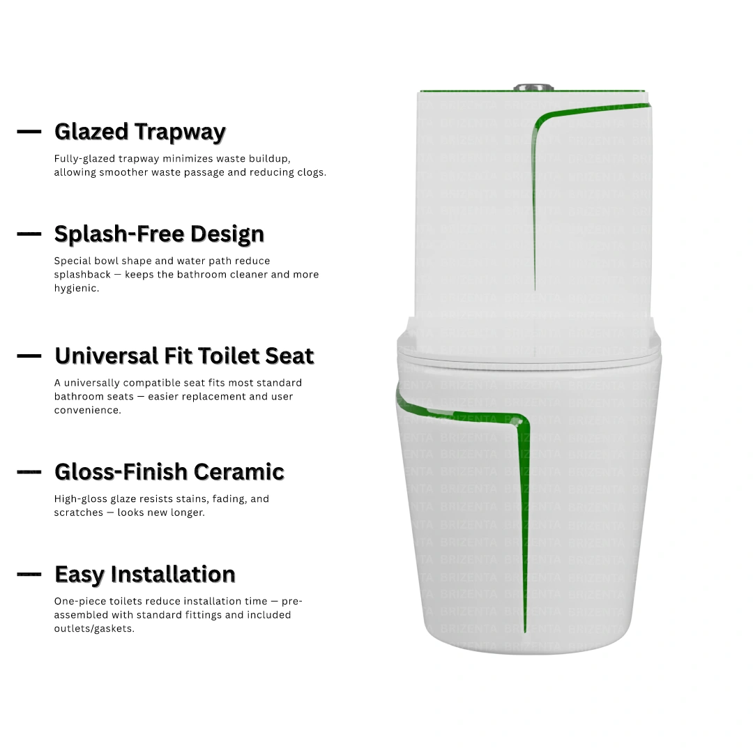 One-Piece Toilet (Commode) with 9-Inch S Trap Outlet BR1006