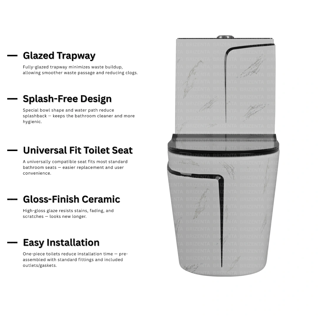 One-Piece Toilet (Commode) with 9-Inch S Trap Outlet BR1007