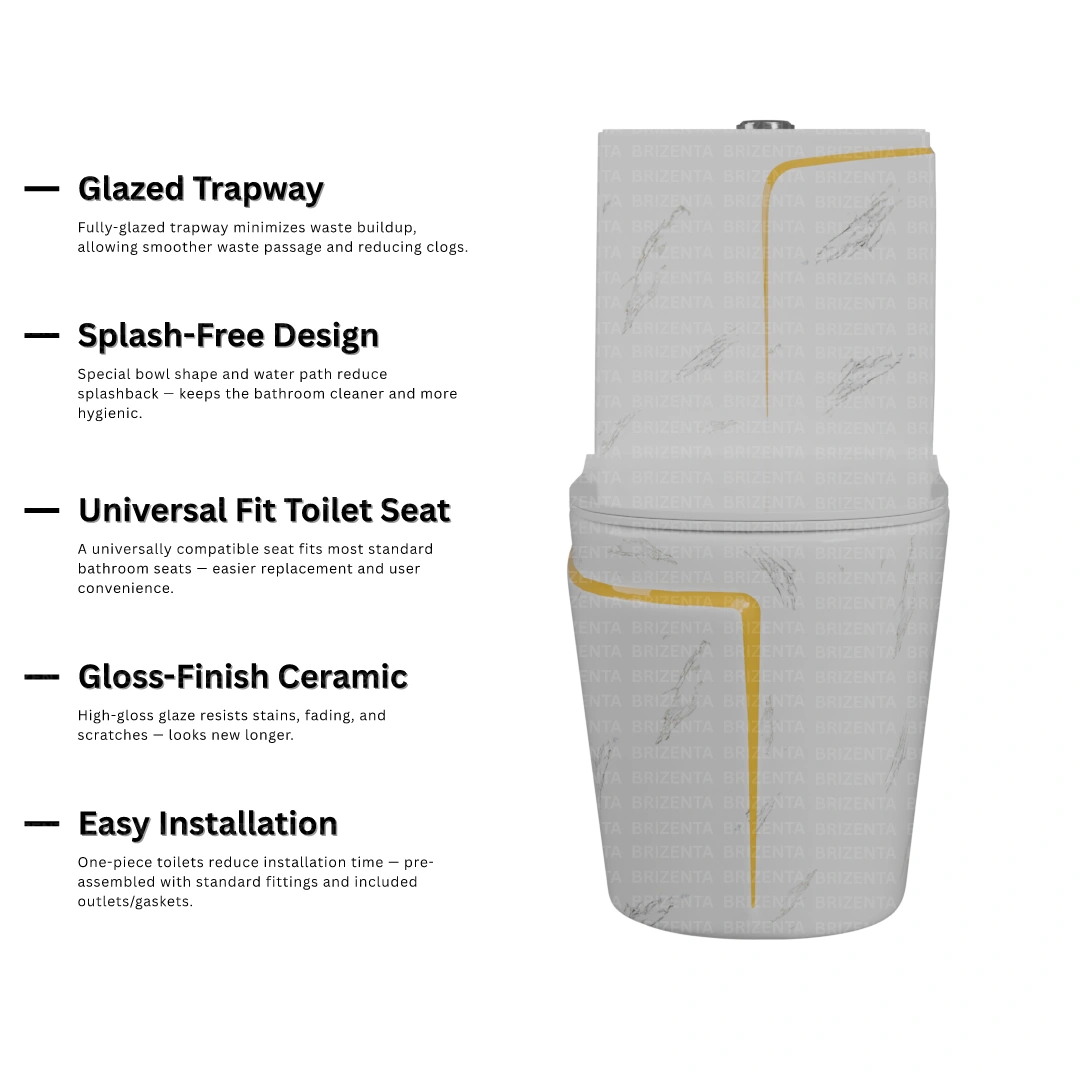 One-Piece Toilet (Commode) with 9-Inch S Trap Outlet BR1008