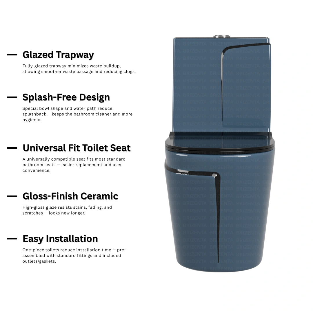 One-Piece Toilet (Commode) with 9-Inch S Trap Outlet BR1009