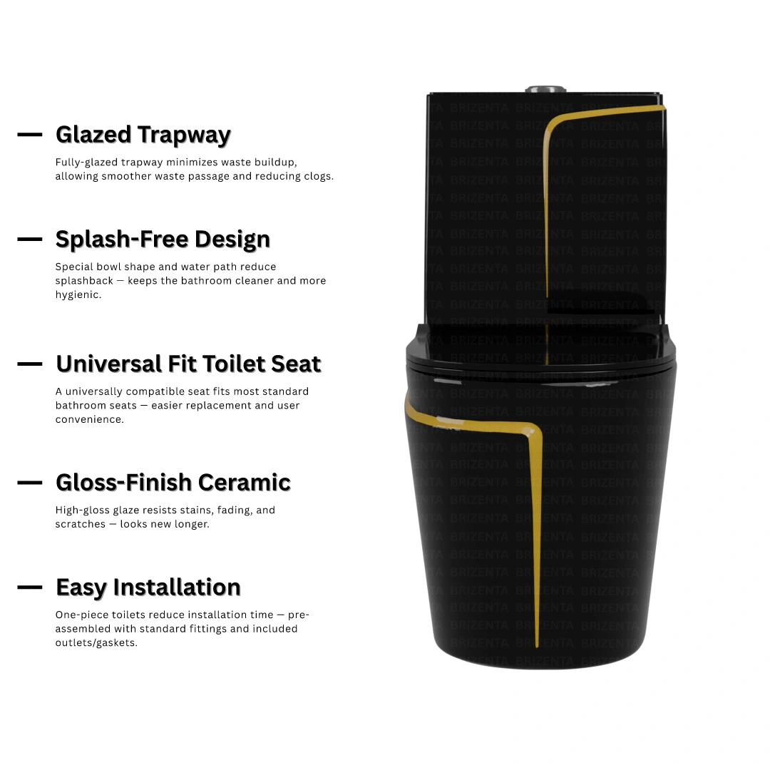 One-Piece Toilet (Commode) with 9-Inch S Trap Outlet BR1010