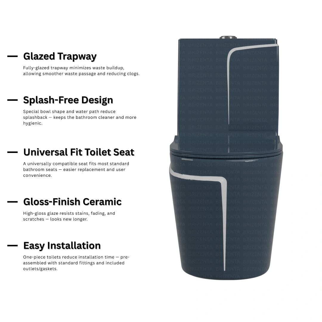 One-Piece Toilet (Commode) with 9-Inch S Trap Outlet BR1011