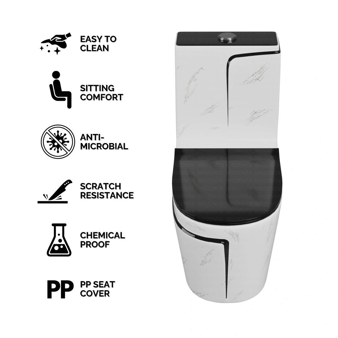 One-Piece Toilet (Commode) with 9-Inch S Trap Outlet BR1007