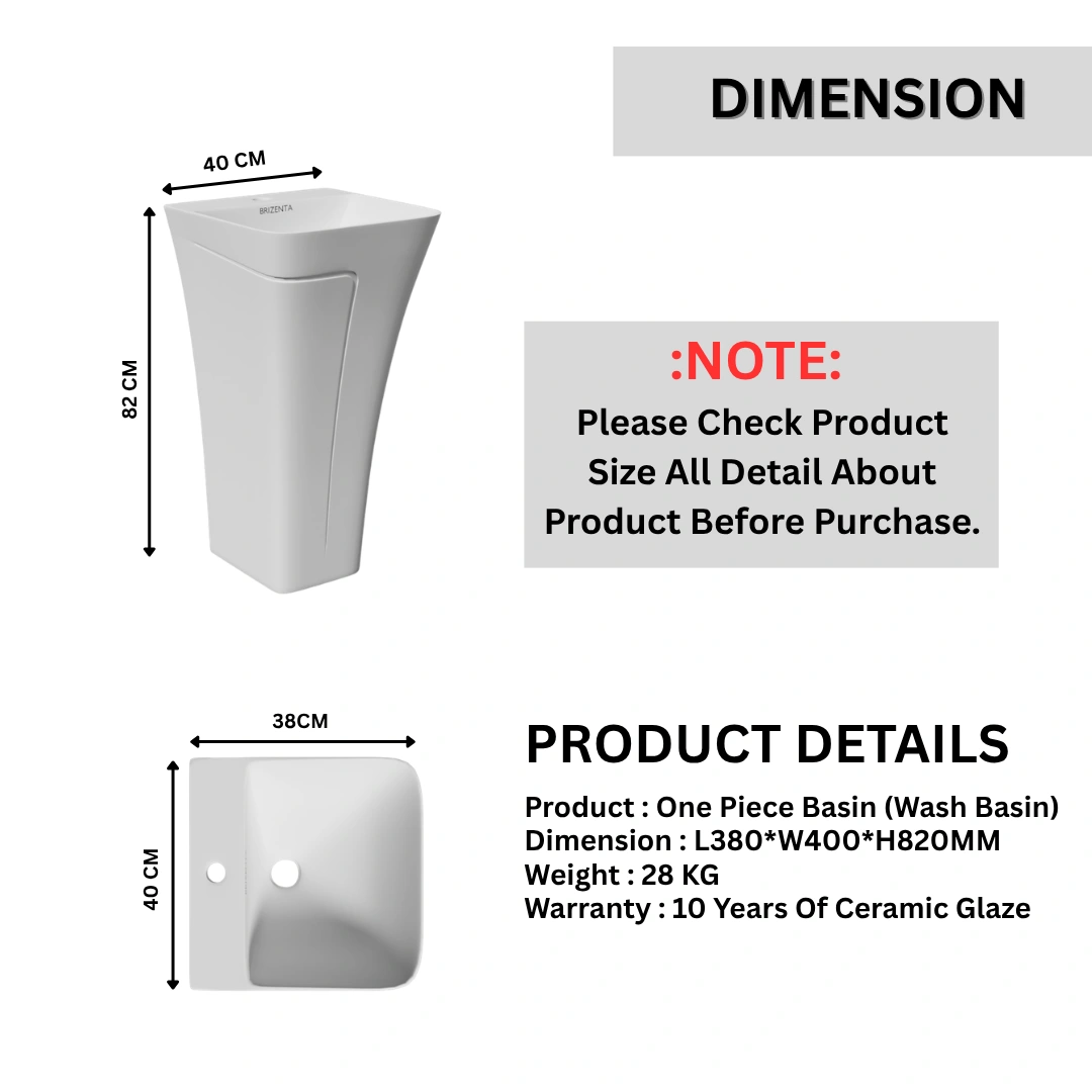 One Piece Pedestal Wash Basin BR107